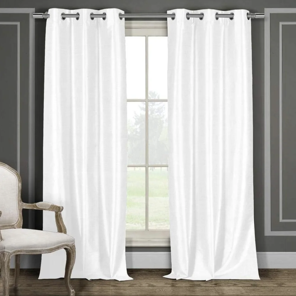 Pure White Window Curtains 4 Panels 2 Packs Bali Faux Silk 38